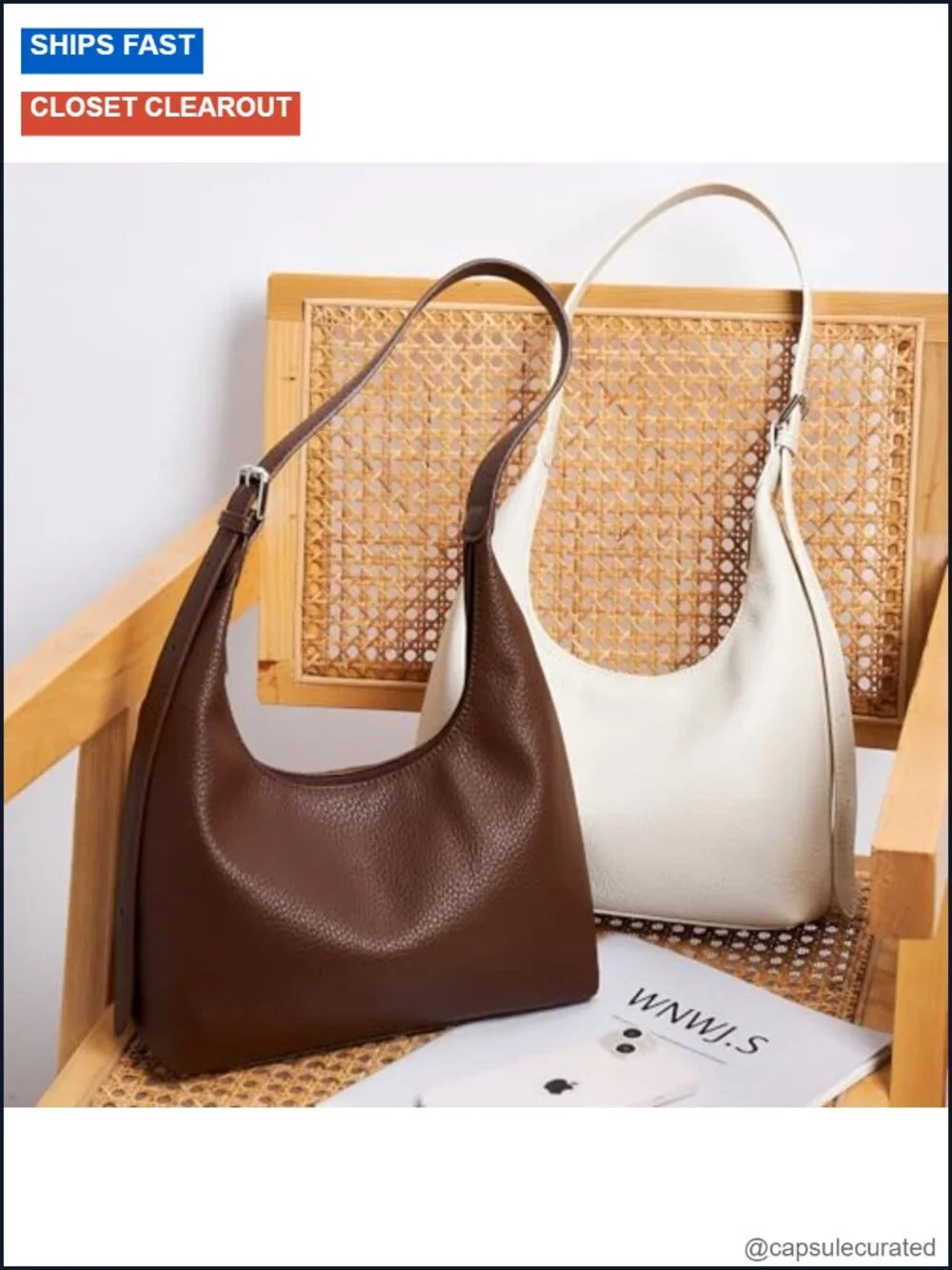 Women Crescent Hobo Tote Bag Soft Vegan Leather Adjustable Shoulder Strap Work